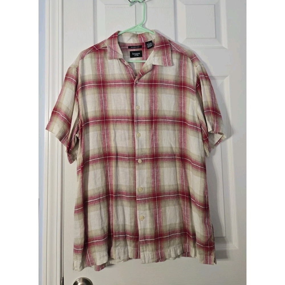 Hagger Mens Short Sleeve Linen Blend Shirt Size Large